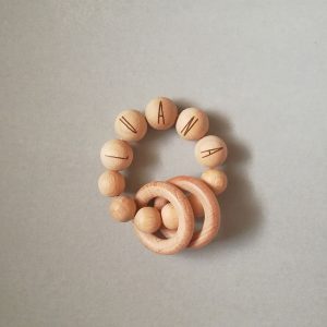 custom teether rattle wood