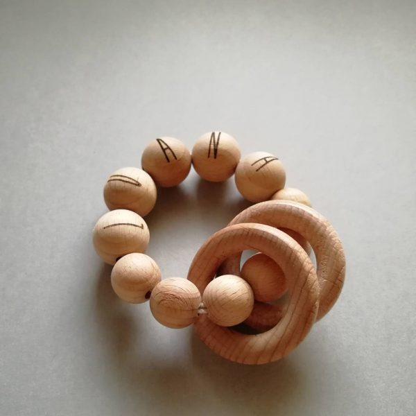 custom teether rattle wood