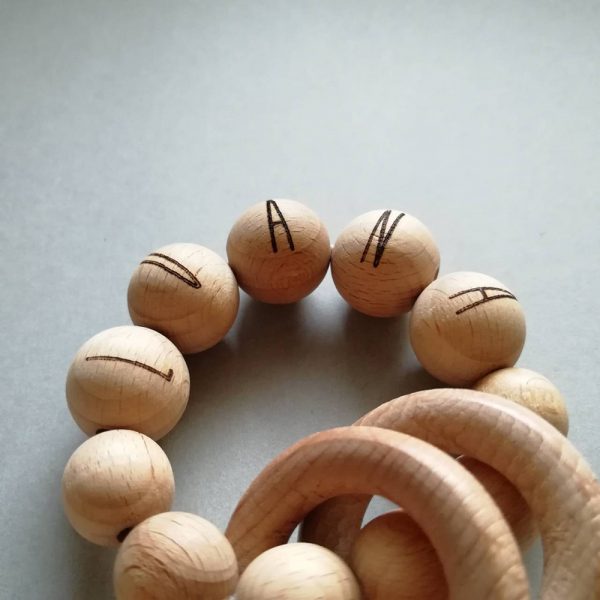 custom teether rattle wood