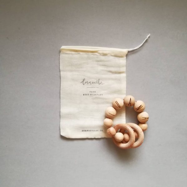 custom teether rattle wood