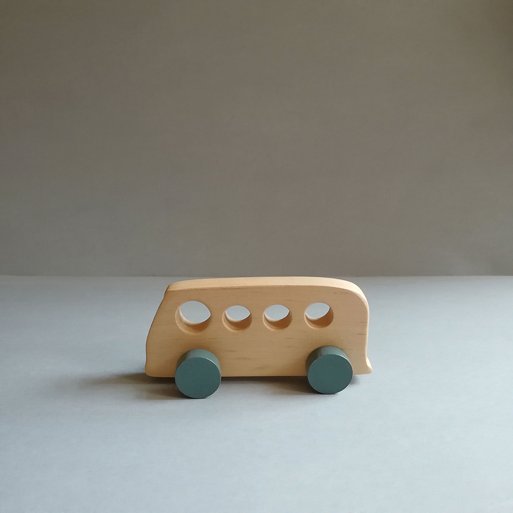 wooden kids retro toy bus
