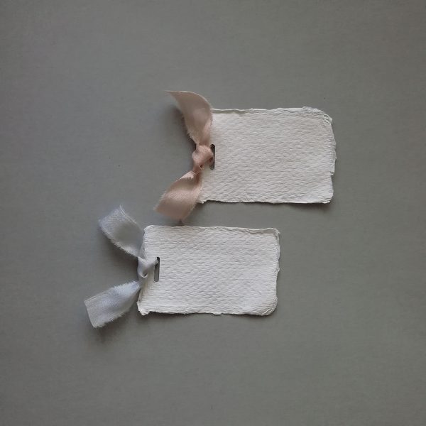 mini message cards cloud with silk ribbon
